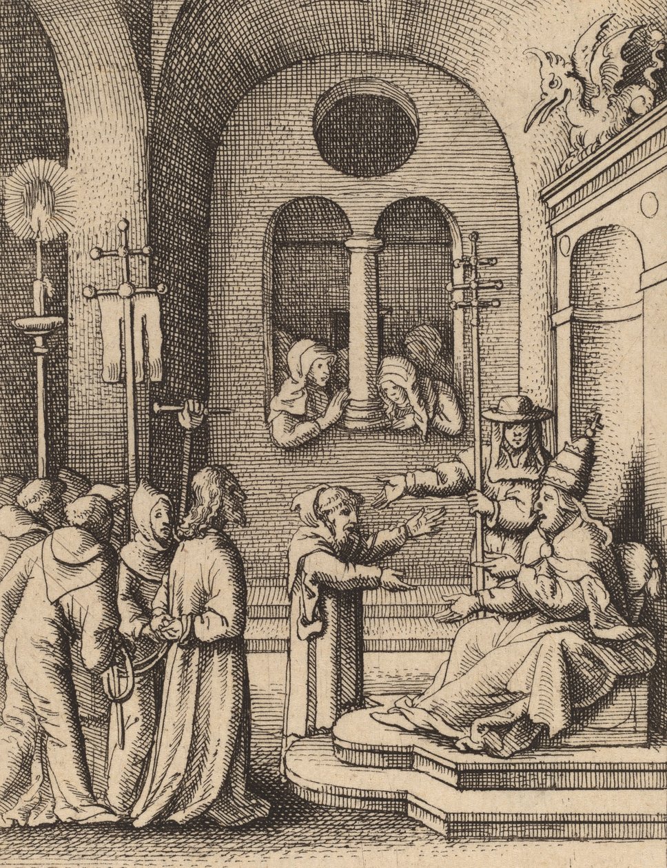 Jesus novamente diante de Caifás. de Wenceslaus Hollar