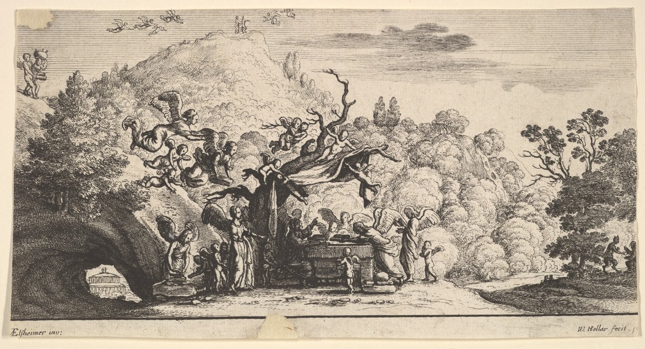 Jesus servido por anjos, 1652. de Wenceslaus Hollar