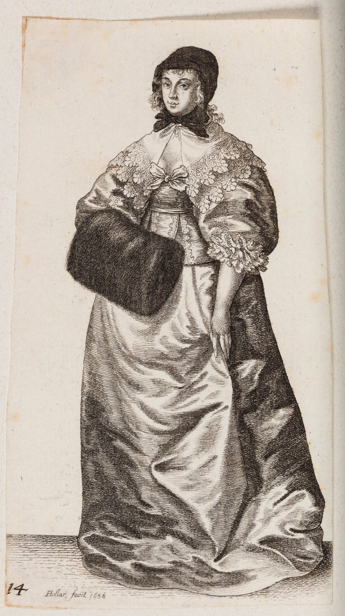 Mulher com touca e regalo de Wenceslaus Hollar