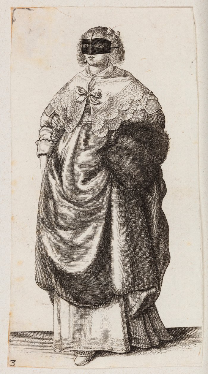 Mulher com uma máscara e um manguito de Wenceslaus Hollar