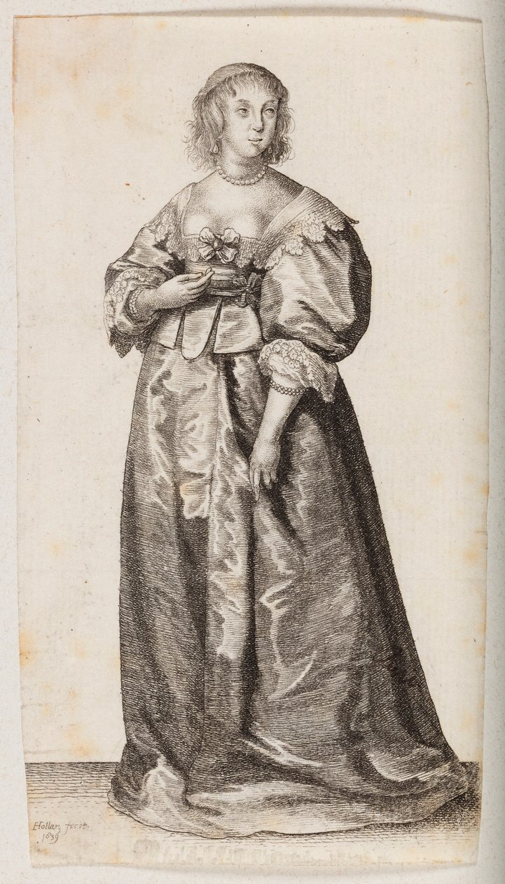 Mulher com colar e pulseira de pérolas de Wenceslaus Hollar