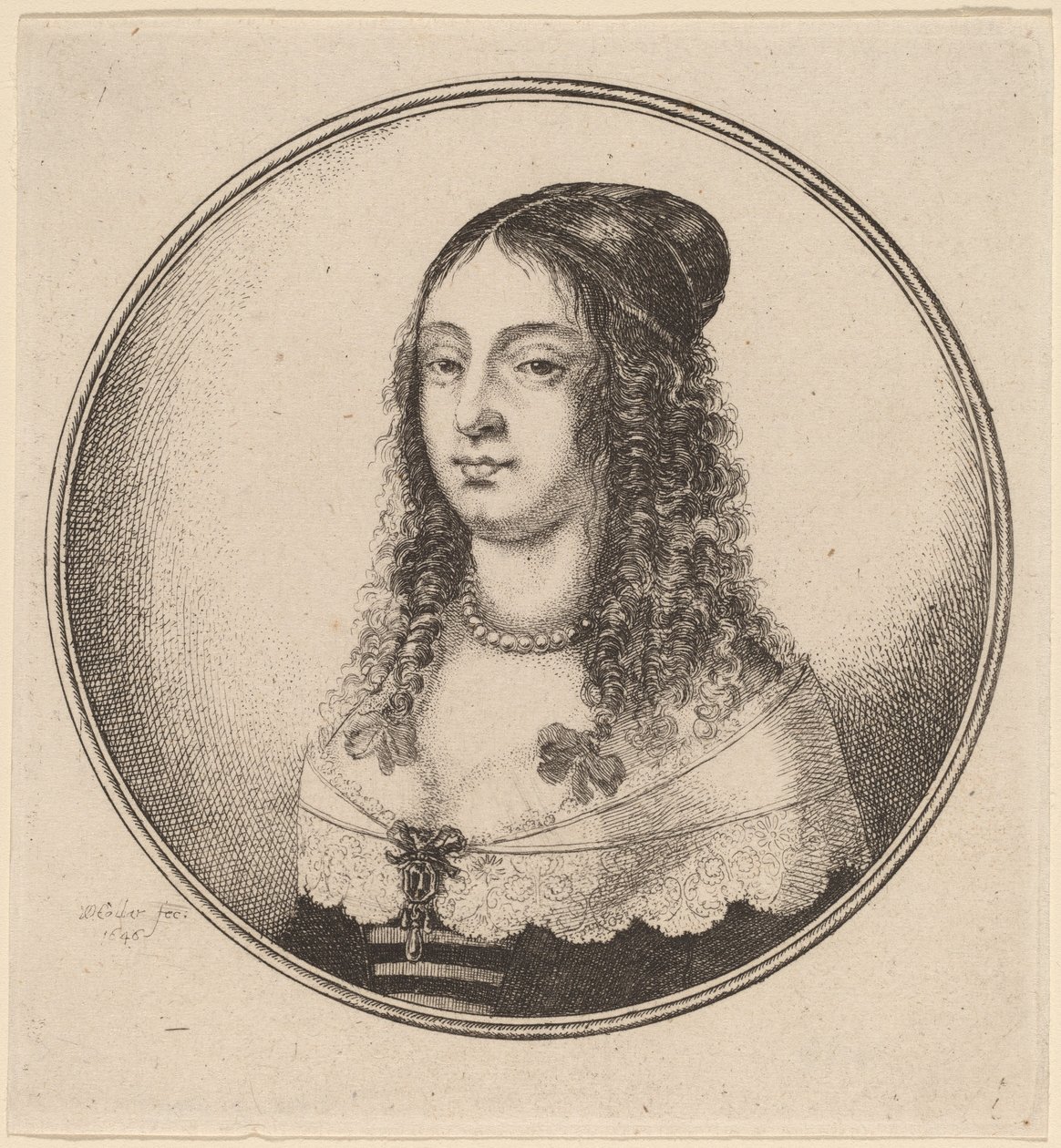 Senhora com fitas em cachos de Wenceslaus Hollar