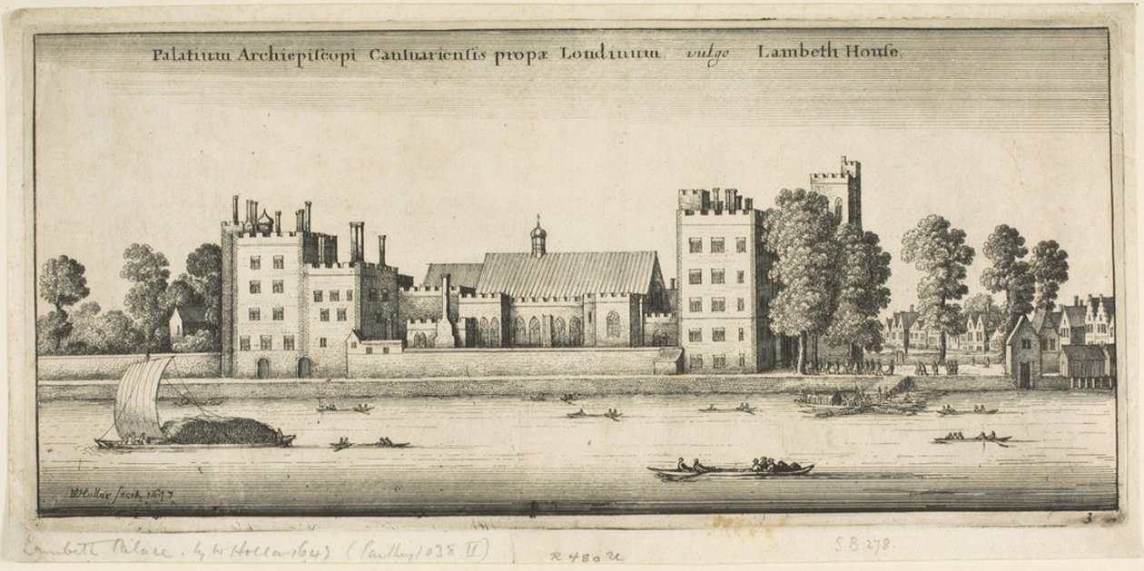 Palácio de Lambeth do rio de Wenceslaus Hollar