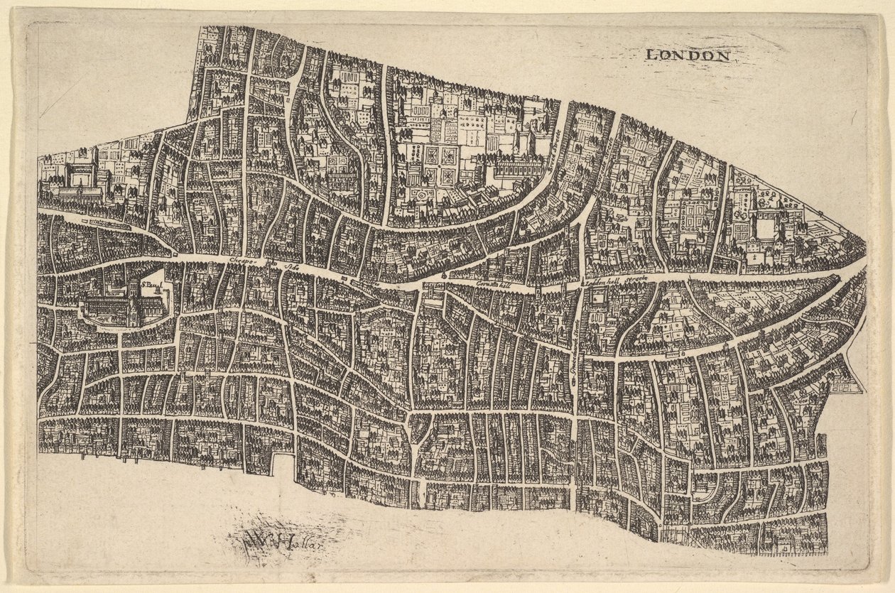 Londres antes do Grande Incêndio, 1666-77. de Wenceslaus Hollar