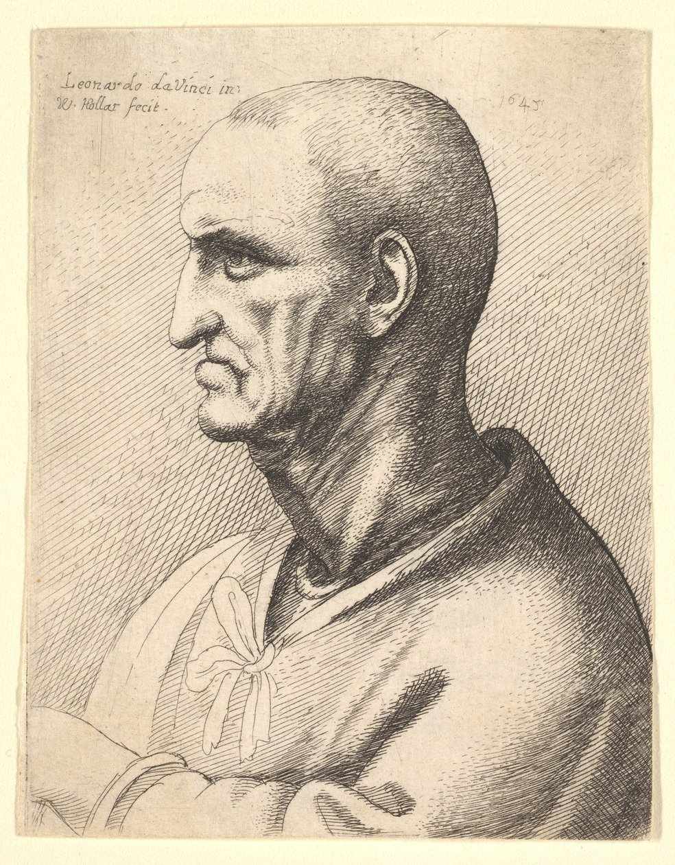 Homem com expressão severa em perfil à esquerda, 1645. de Wenceslaus Hollar