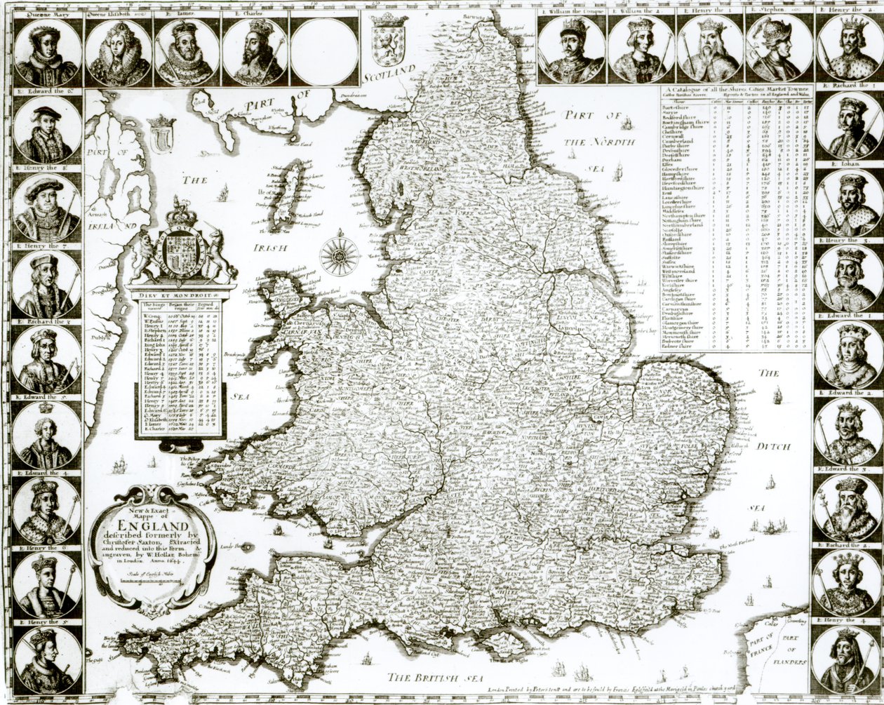 Mapa da Inglaterra e do País de Gales, 1644 de Wenceslaus Hollar
