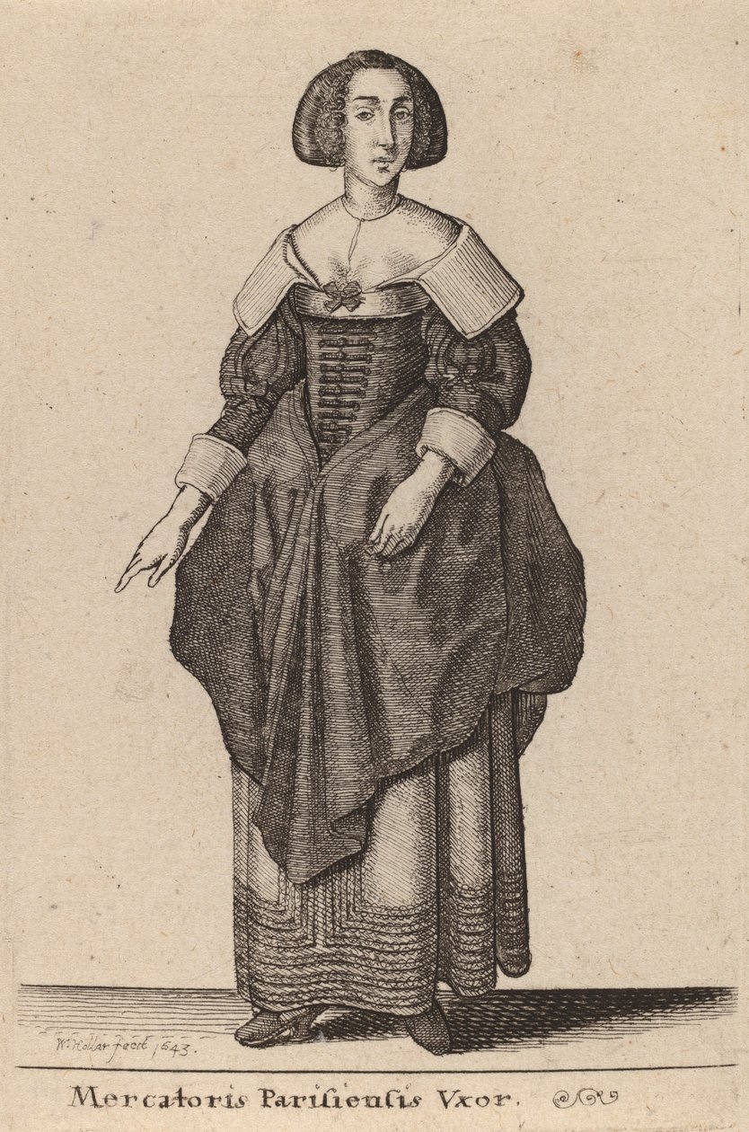 A esposa de um comerciante parisiense, 1643. de Wenceslaus Hollar