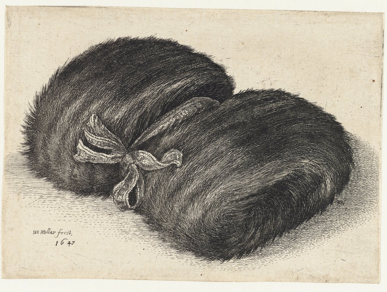 Manga feita de pele decorada com uma fita
Muffs (título da série) de Wenceslaus Hollar