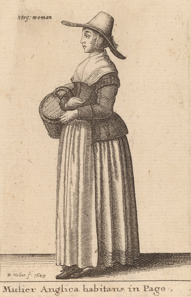 Mulier Anglica Habitans em Pago, 1643. de Wenceslaus Hollar