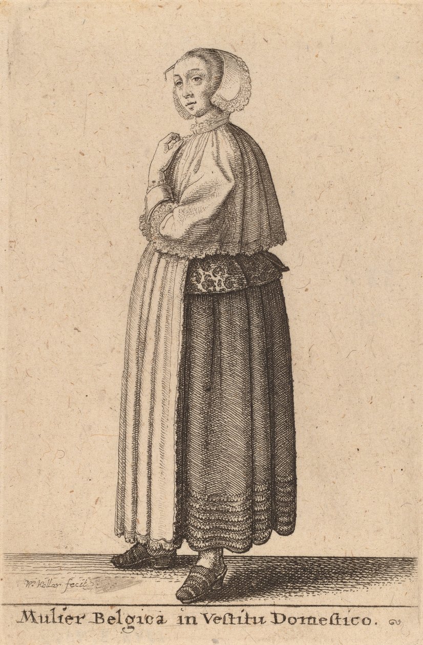 Mulher belga em roupas domésticas. de Wenceslaus Hollar