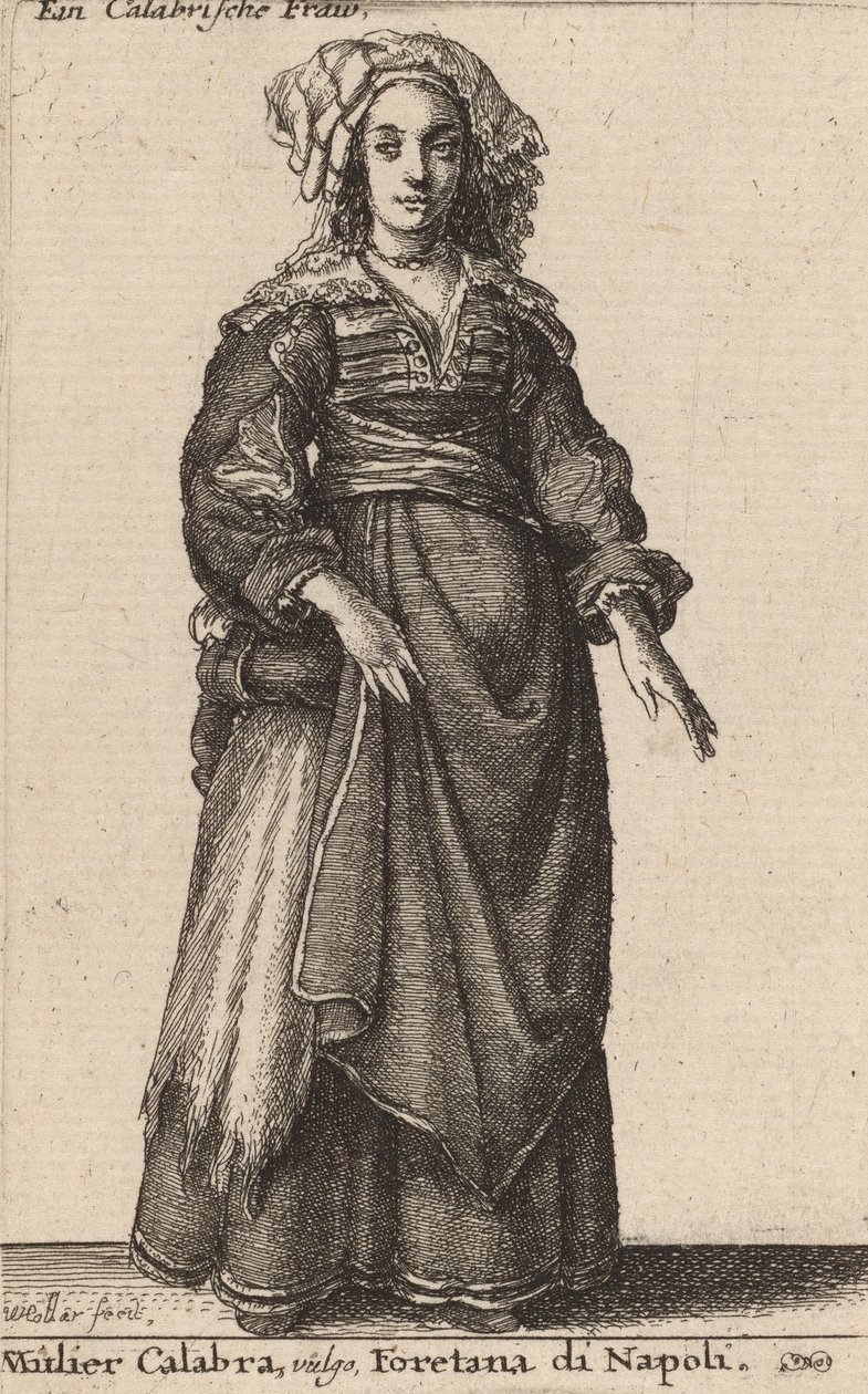 Mulier Calabra, Vulgo, Foretana de Nápoles. de Wenceslaus Hollar