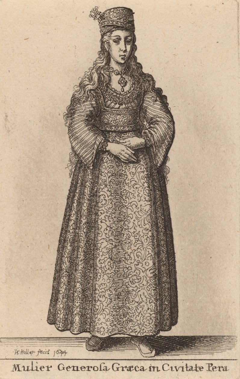 Mulier Generosa Graeca em Civitate Pera, 1644. de Wenceslaus Hollar