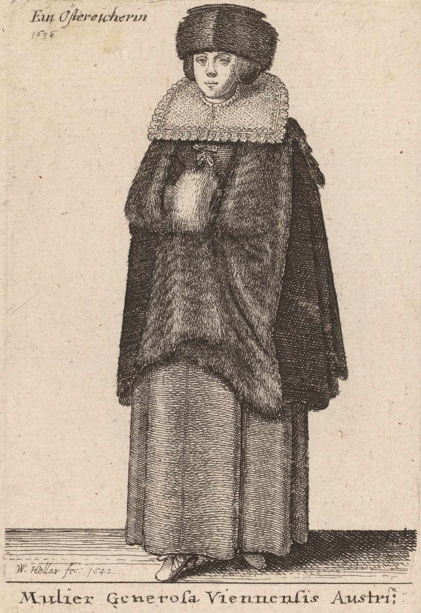Mulier Generosa Viennensis Austríaca, 1642. de Wenceslaus Hollar