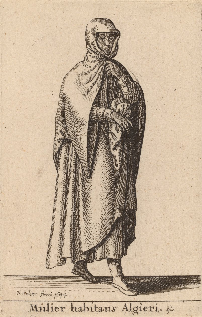 A mulher que vive em Algieri, 1644 de Wenceslaus Hollar
