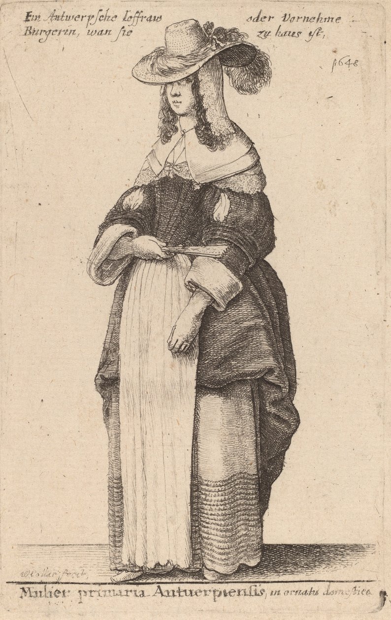 A primeira mulher antuérpia em trajes domésticos. de Wenceslaus Hollar