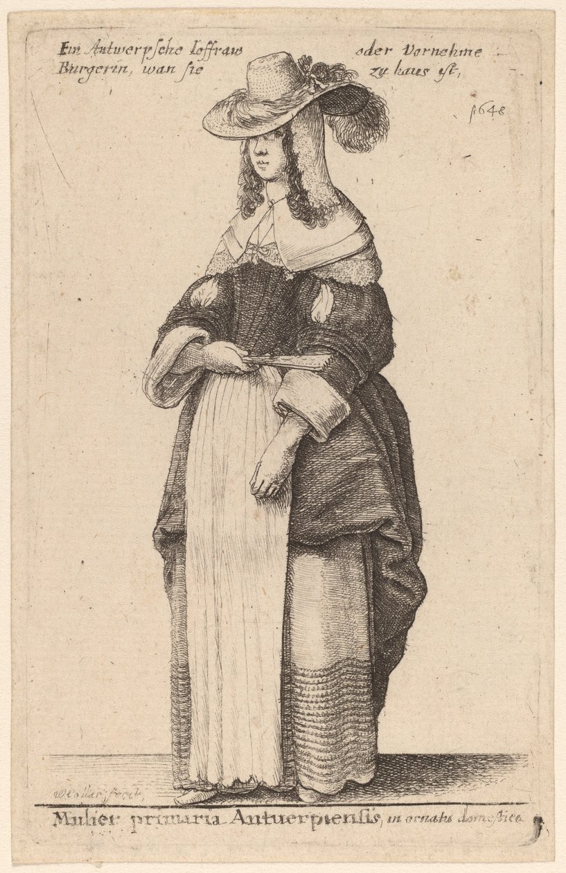 A cartilha de Antuérpia em trajes domésticos de Wenceslaus Hollar