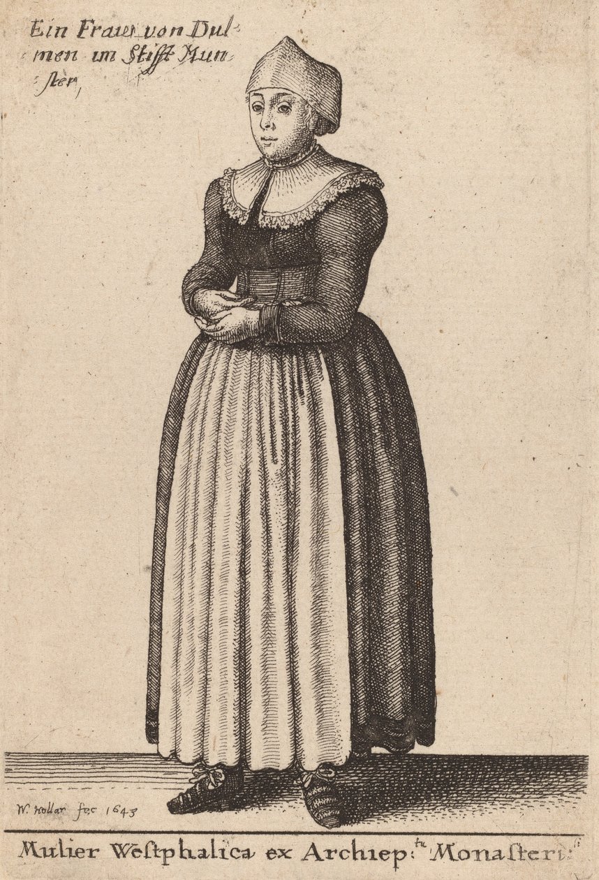 Mulier Westphalica ex Archiep Monasteri, 1643. de Wenceslaus Hollar