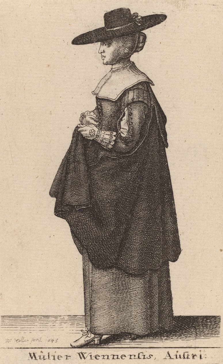 Mulier Wiennensis Áustria, 1643. de Wenceslaus Hollar