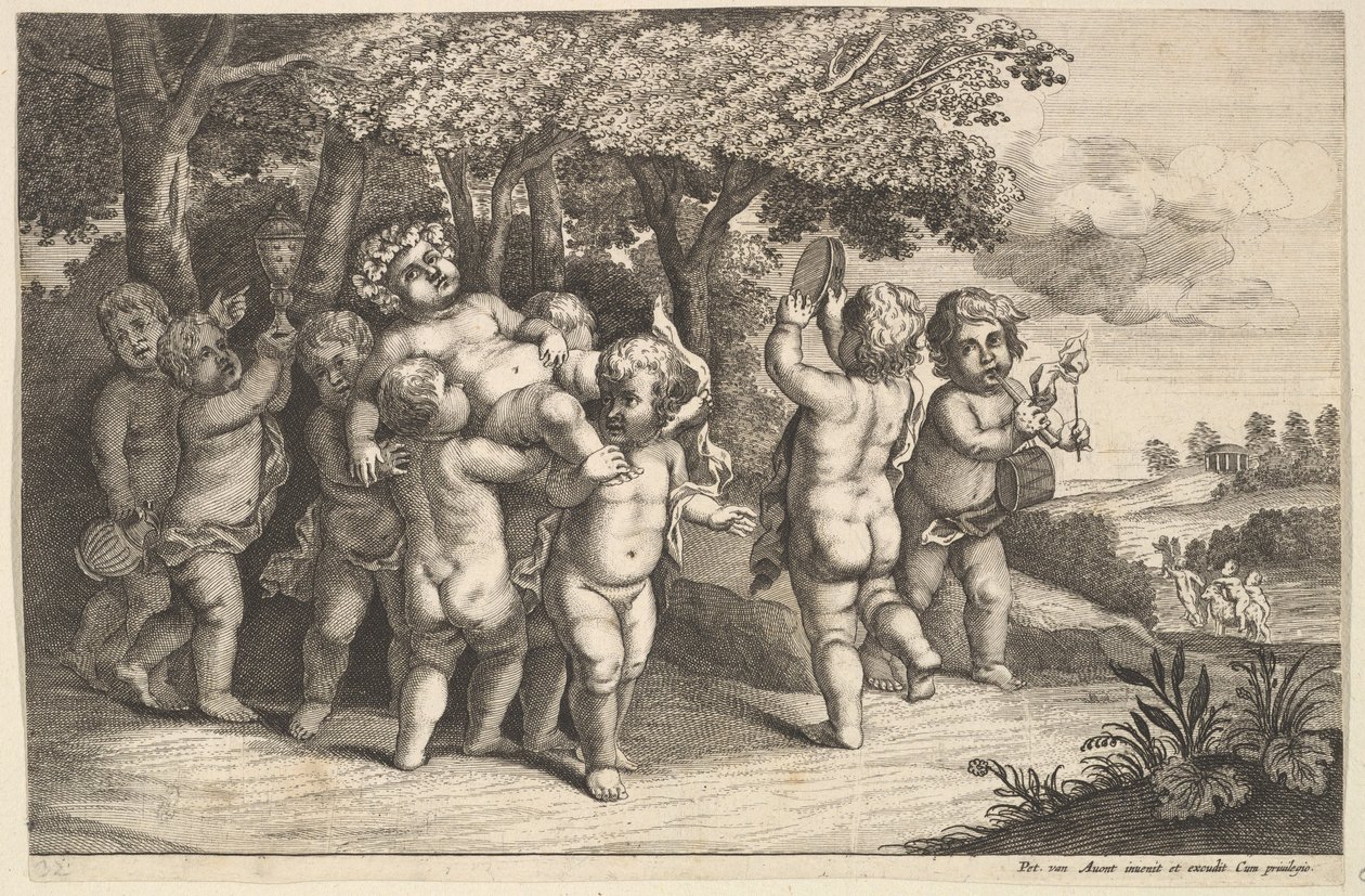 Nove meninos pequenos, 1625-77. de Wenceslaus Hollar