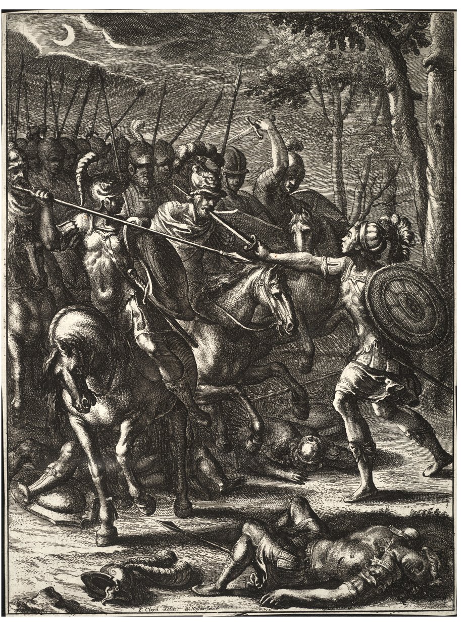 Nisus a matar Volscens. Estado 2 de Wenceslaus Hollar