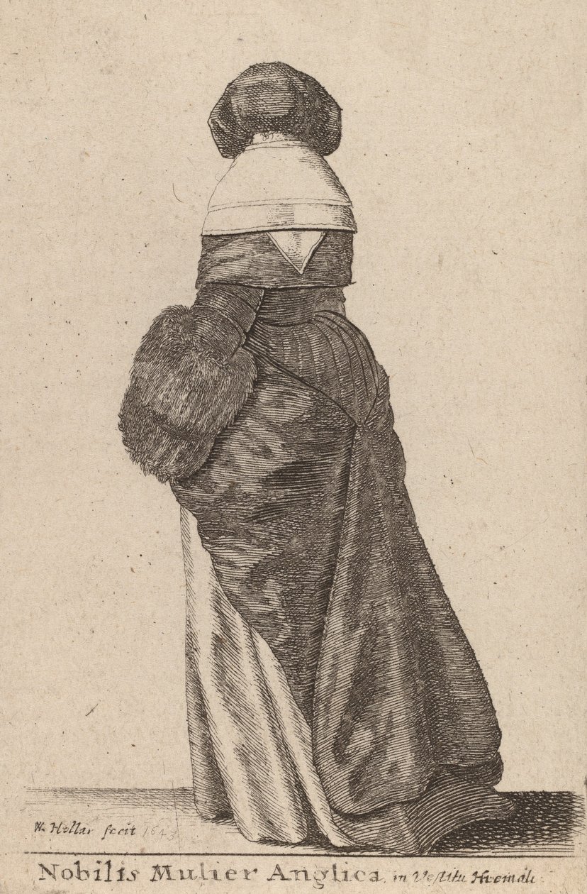 Uma nobre inglesa em vestido de inverno, 1643 de Wenceslaus Hollar
