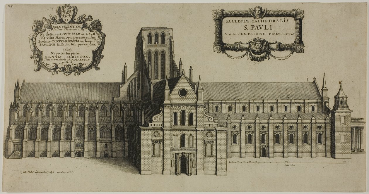 A antiga Catedral de São Paulo vista do Norte de Wenceslaus Hollar