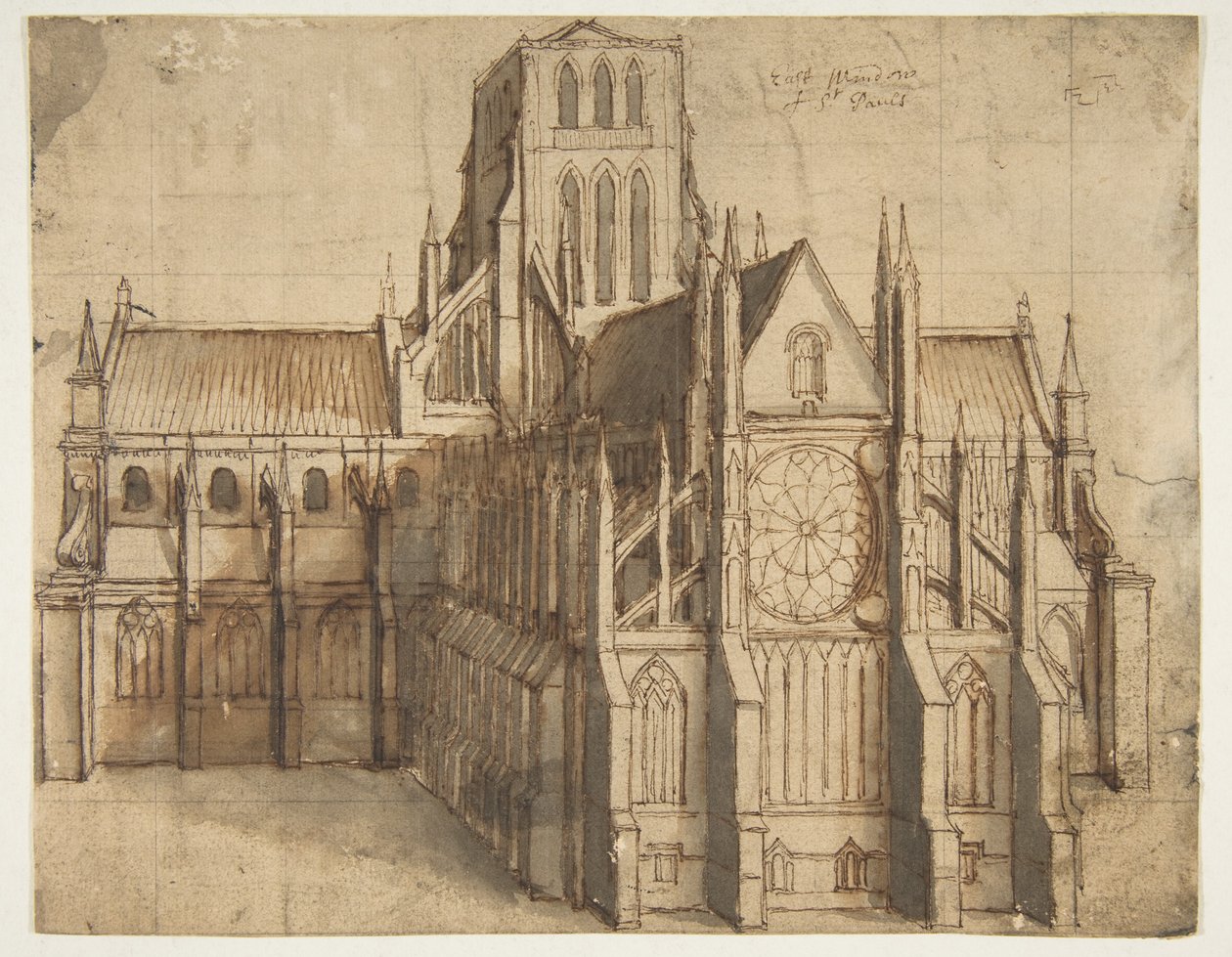 A Antiga Catedral de São Paulo, em Londres, vista do leste de Wenceslaus Hollar
