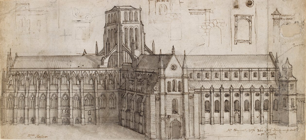 Antiga Catedral de São Paulo do nordeste, meados do século XVII de Wenceslaus Hollar