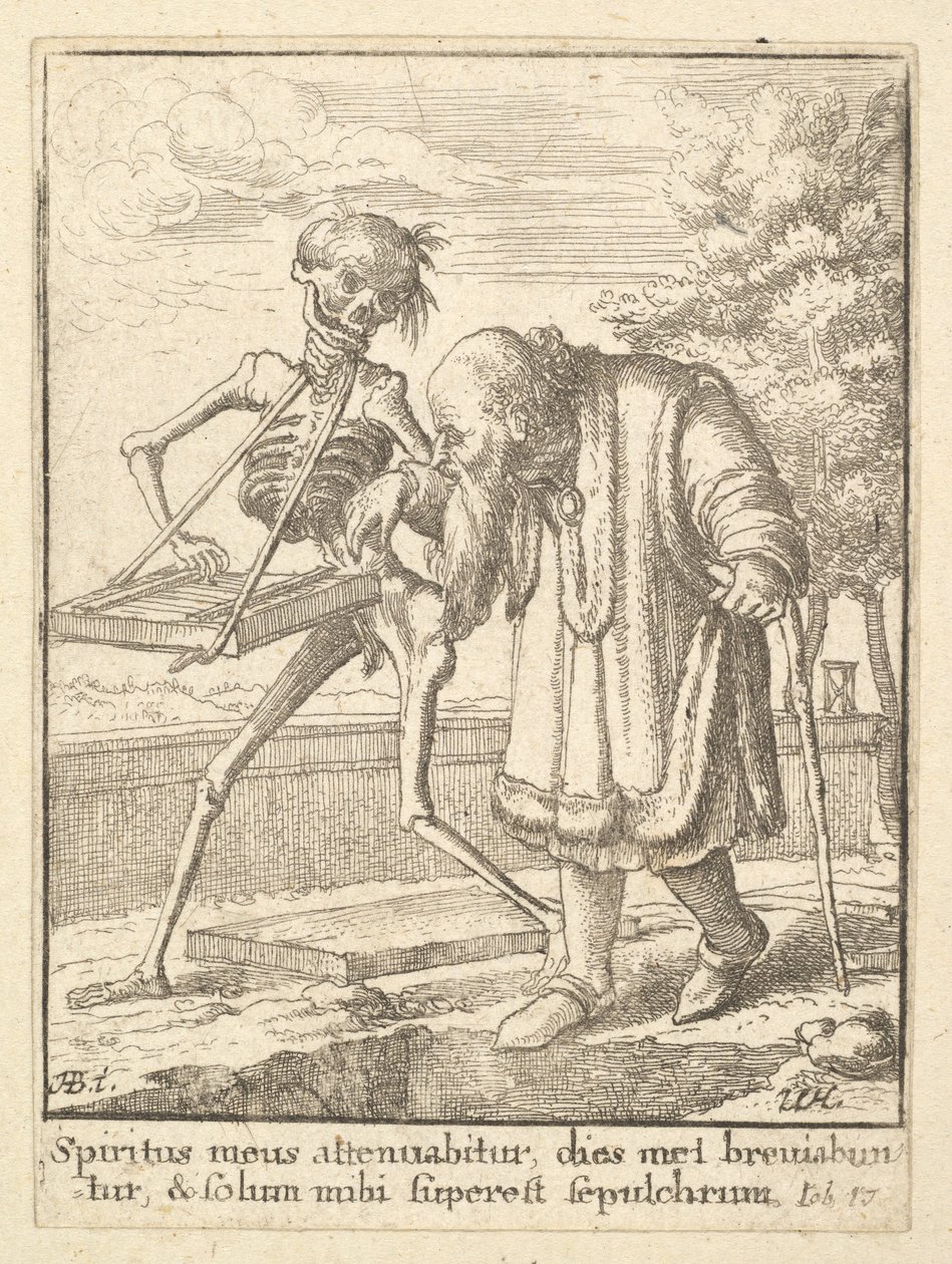 Velhote, da Dança da Morte, 1651. de Wenceslaus Hollar
