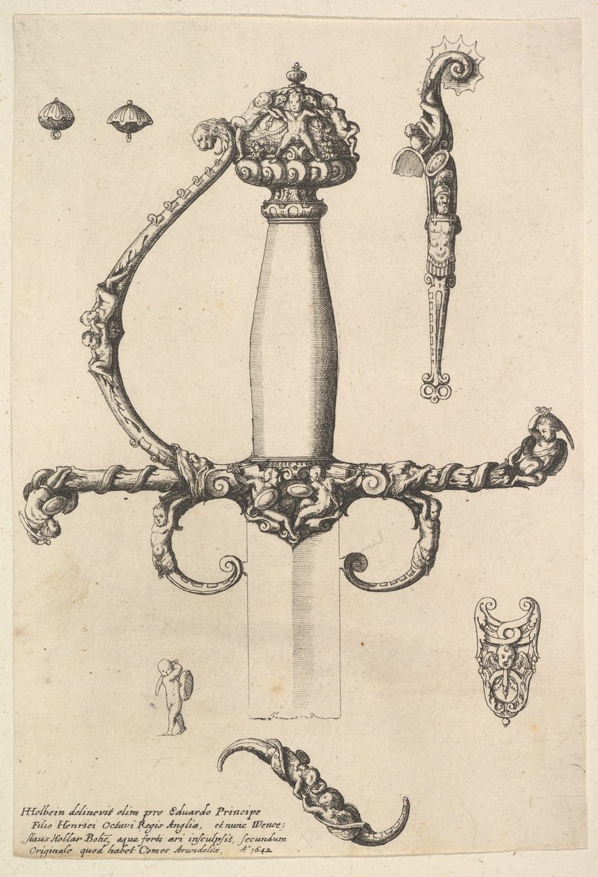 Punho de espada ornamental, 1642. de Wenceslaus Hollar
