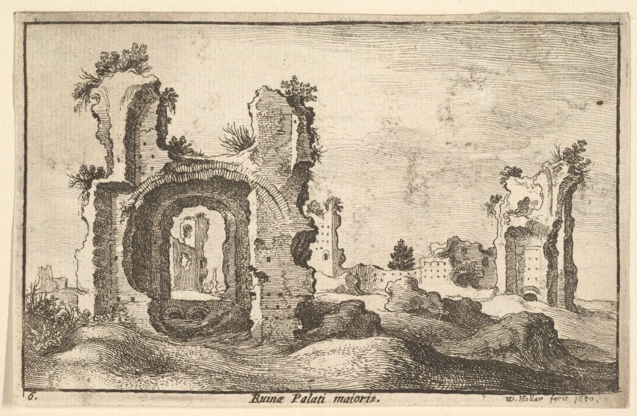 A maioria do Palatino, Palácio Palatino, Roma, 1650. de Wenceslaus Hollar
