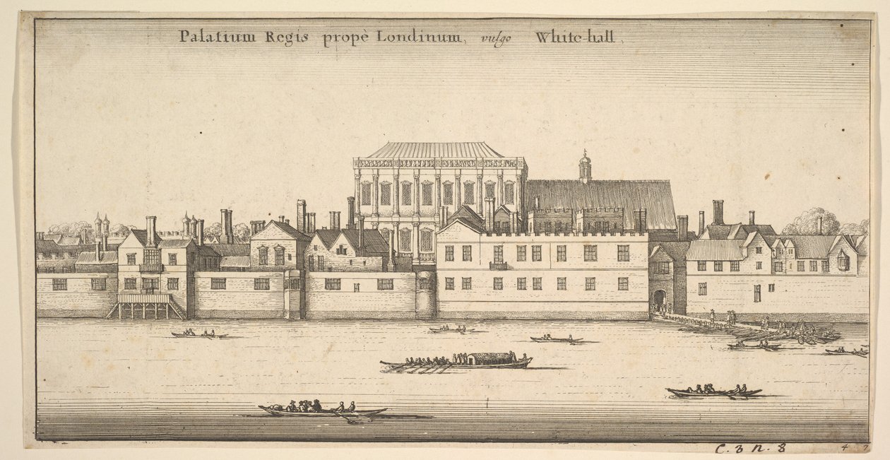 Palácio perto de Londres, geralmente Palácio Real de Whitehall, Whitehall, Londres, ca. 1647 de Wenceslaus Hollar