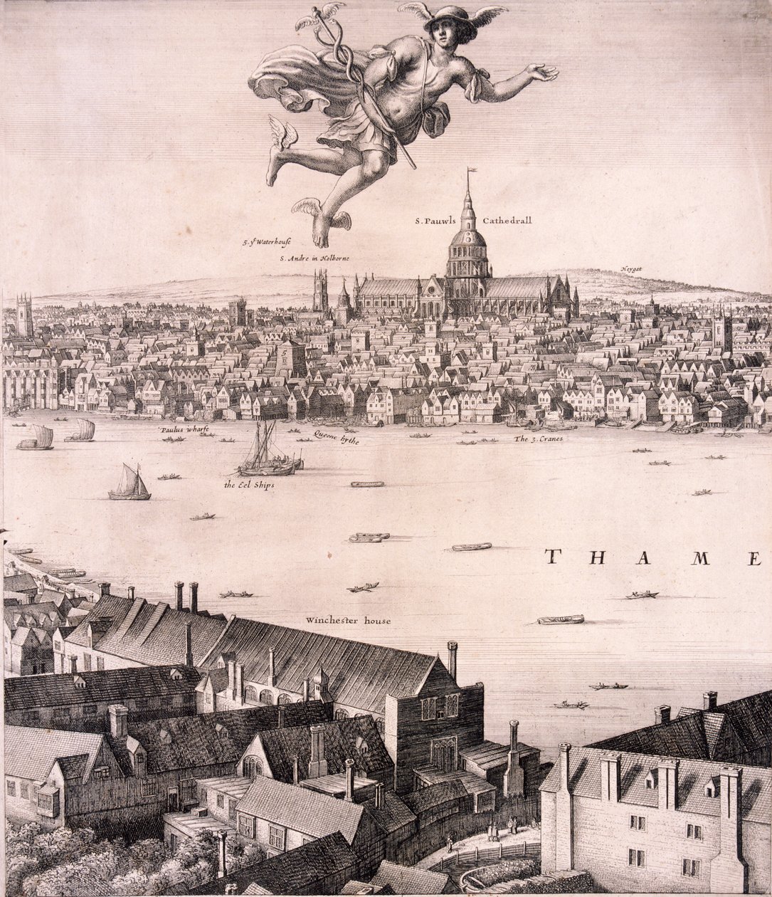 Vista panorâmica de Londres, c1670 de Wenceslaus Hollar