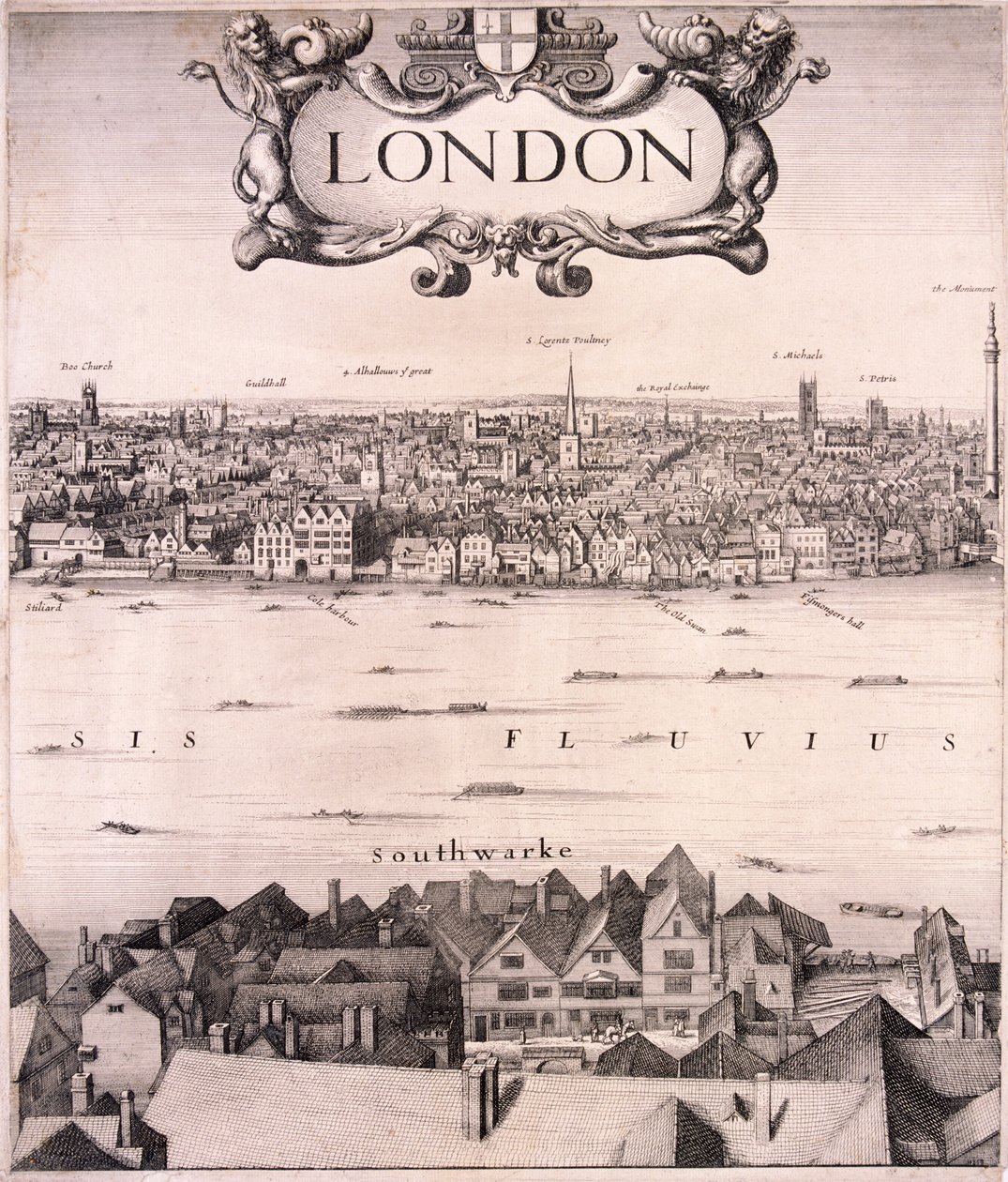 Vista panorâmica de Londres, c1670 de Wenceslaus Hollar