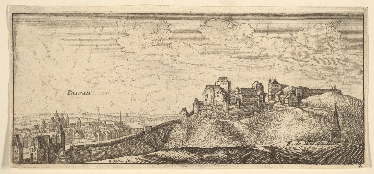 Passau, de «Vistas alemãs» de Wenceslaus Hollar