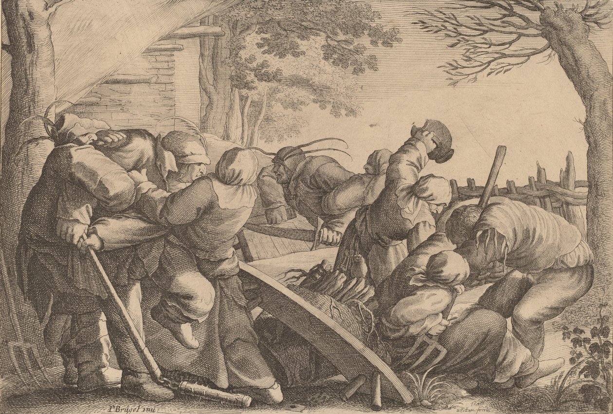 Luta de camponeses, 1646. de Wenceslaus Hollar