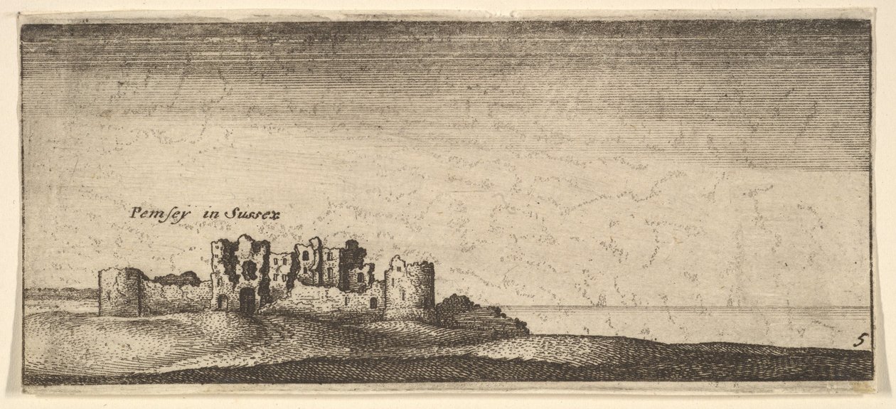 Castelo de Pevensey, 1652-77. de Wenceslaus Hollar