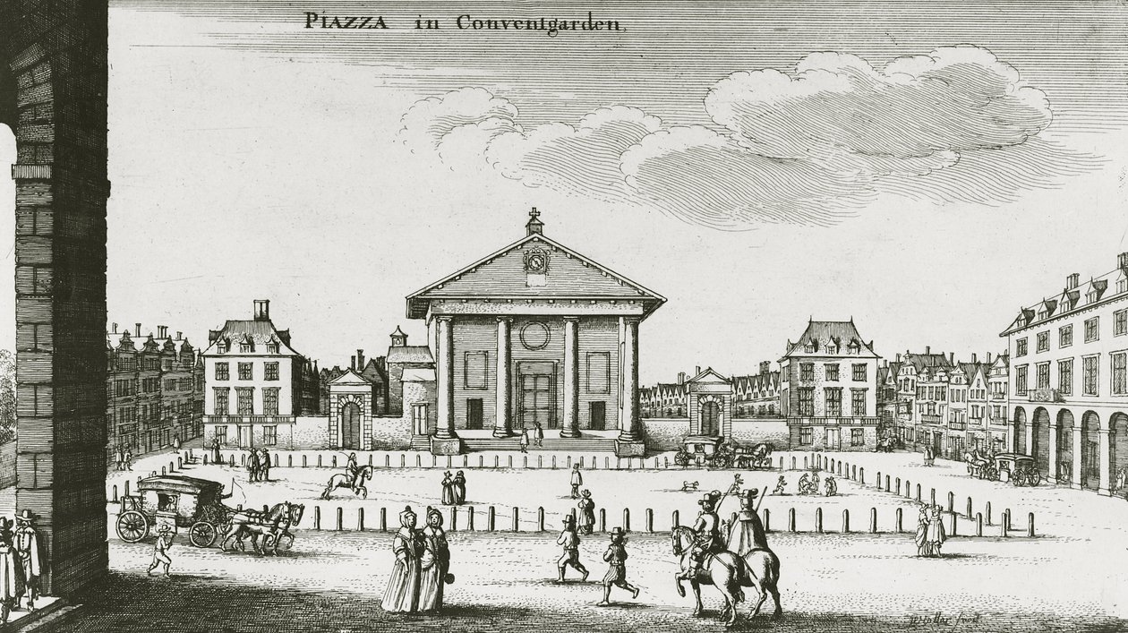 Piazza em Covent Garden, 1640 de Wenceslaus Hollar