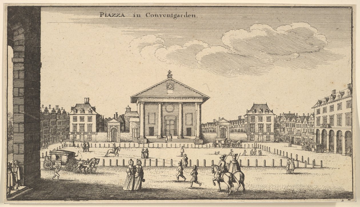 Piazza em Covent Garden, ca. 1647. de Wenceslaus Hollar