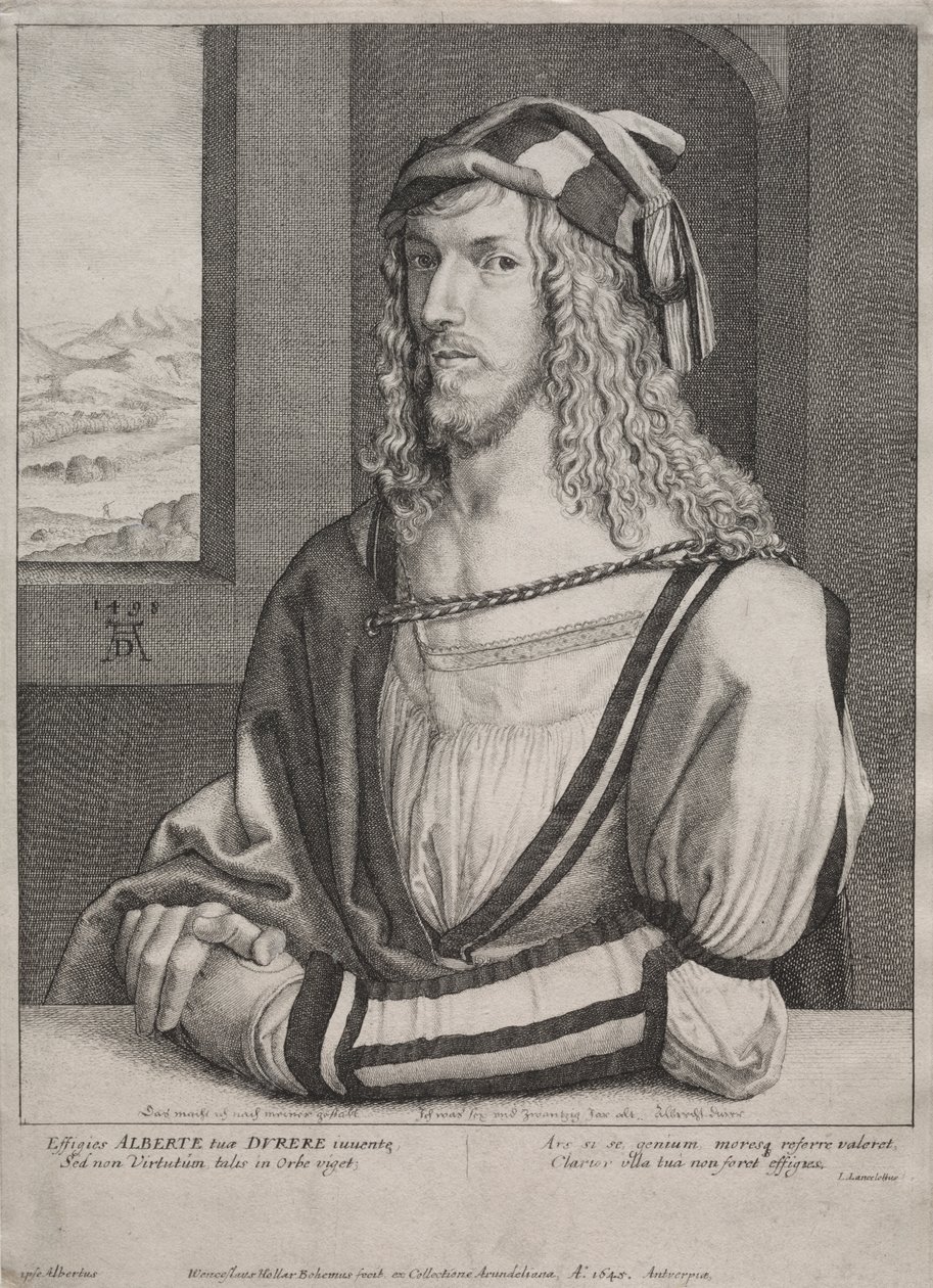 Retrato de Albrecht Dürer, aos 26 anos de Wenceslaus Hollar