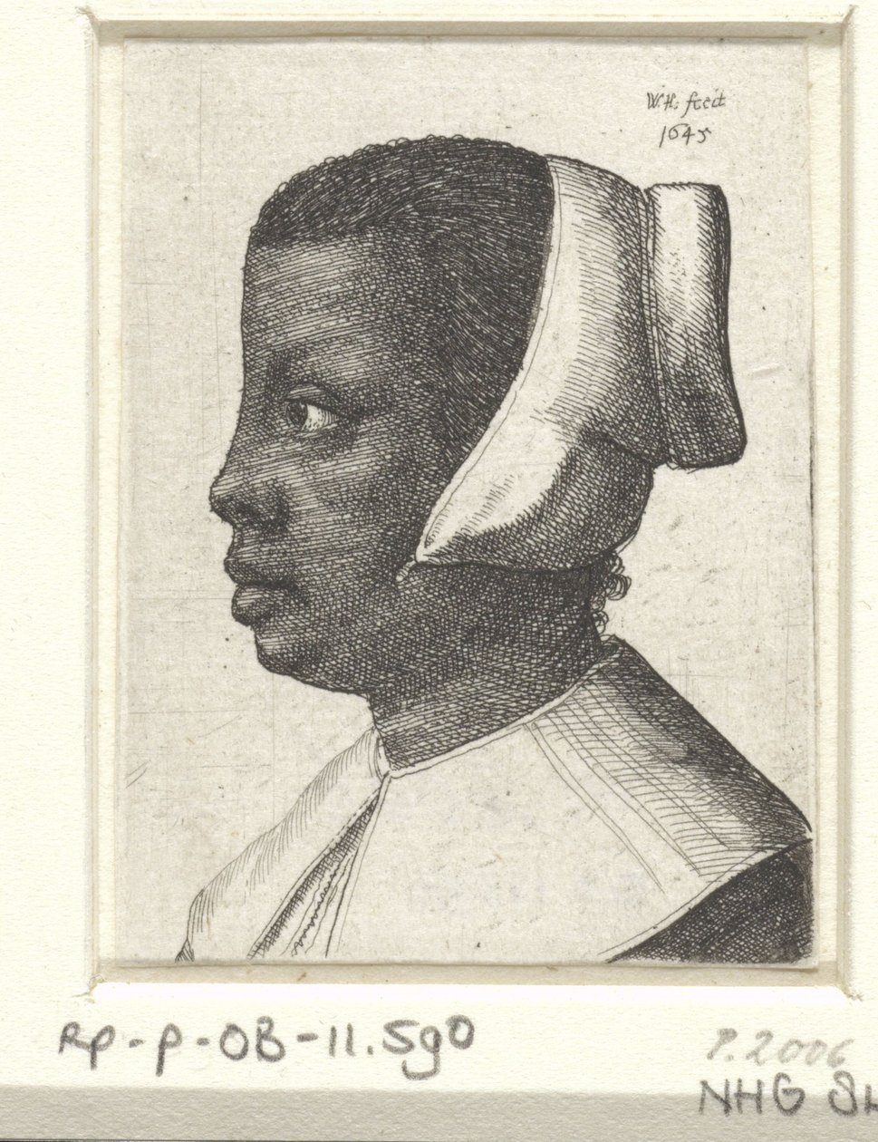 Retrato de uma jovem mulher negra de Wenceslaus Hollar