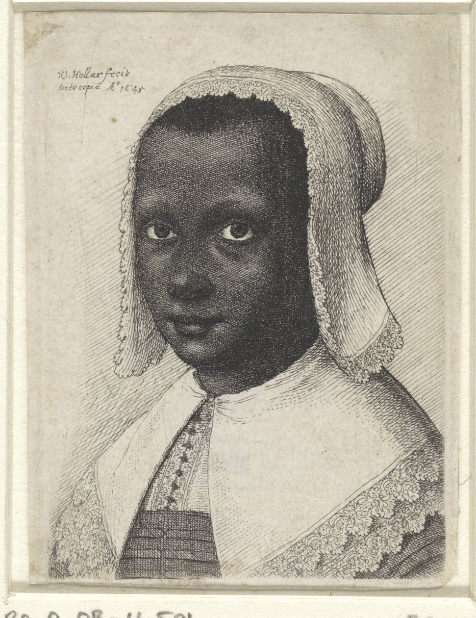 Retrato de uma jovem negra, 1645 de Wenceslaus Hollar