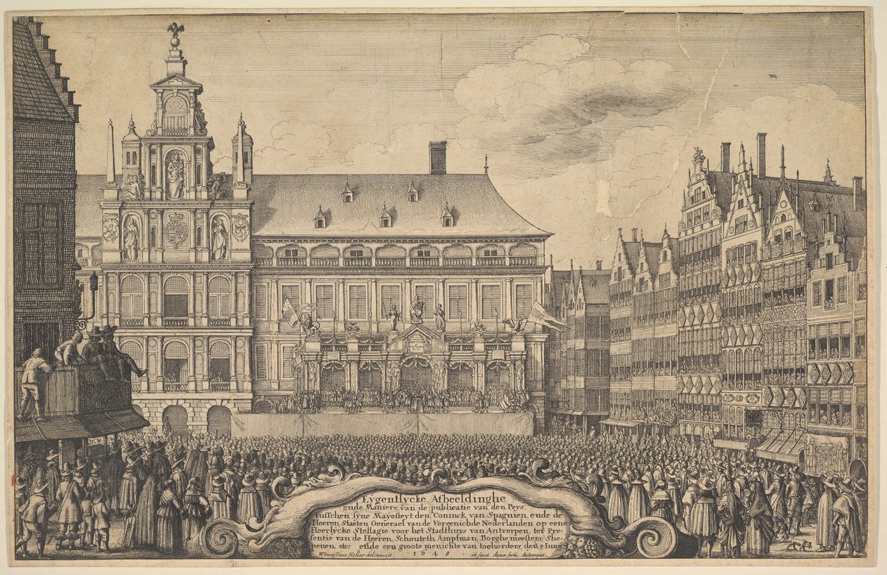 Proclamação do tratado de Munster, 1648. de Wenceslaus Hollar