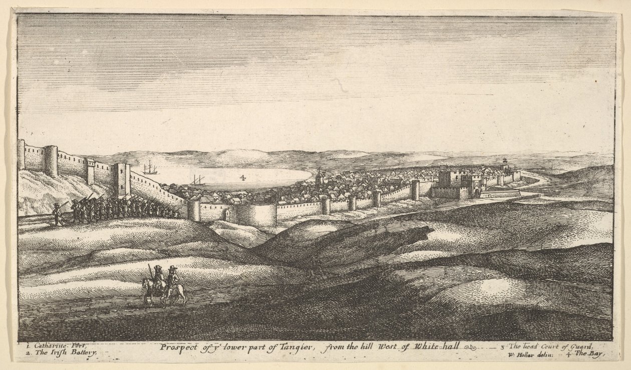 Perspectiva da parte mais baixa de Tânger, a partir da colina a oeste de White-hall, 1669-73. de Wenceslaus Hollar