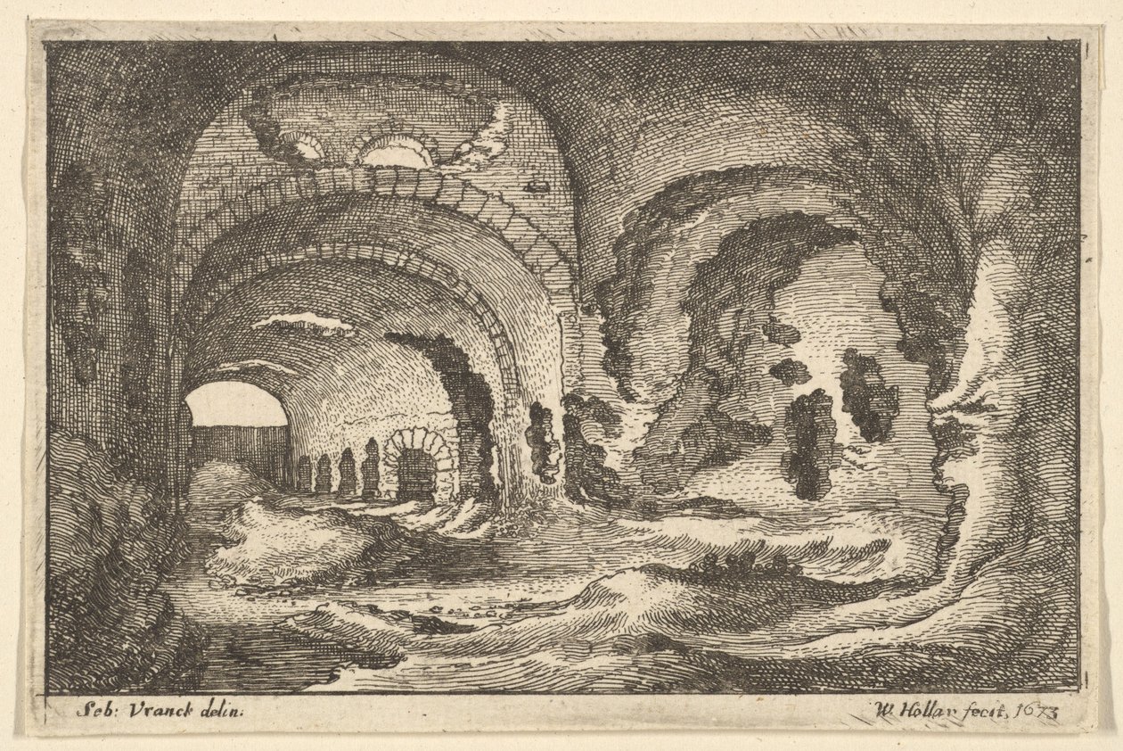 Restos romanos em Tivoli, 1673. de Wenceslaus Hollar