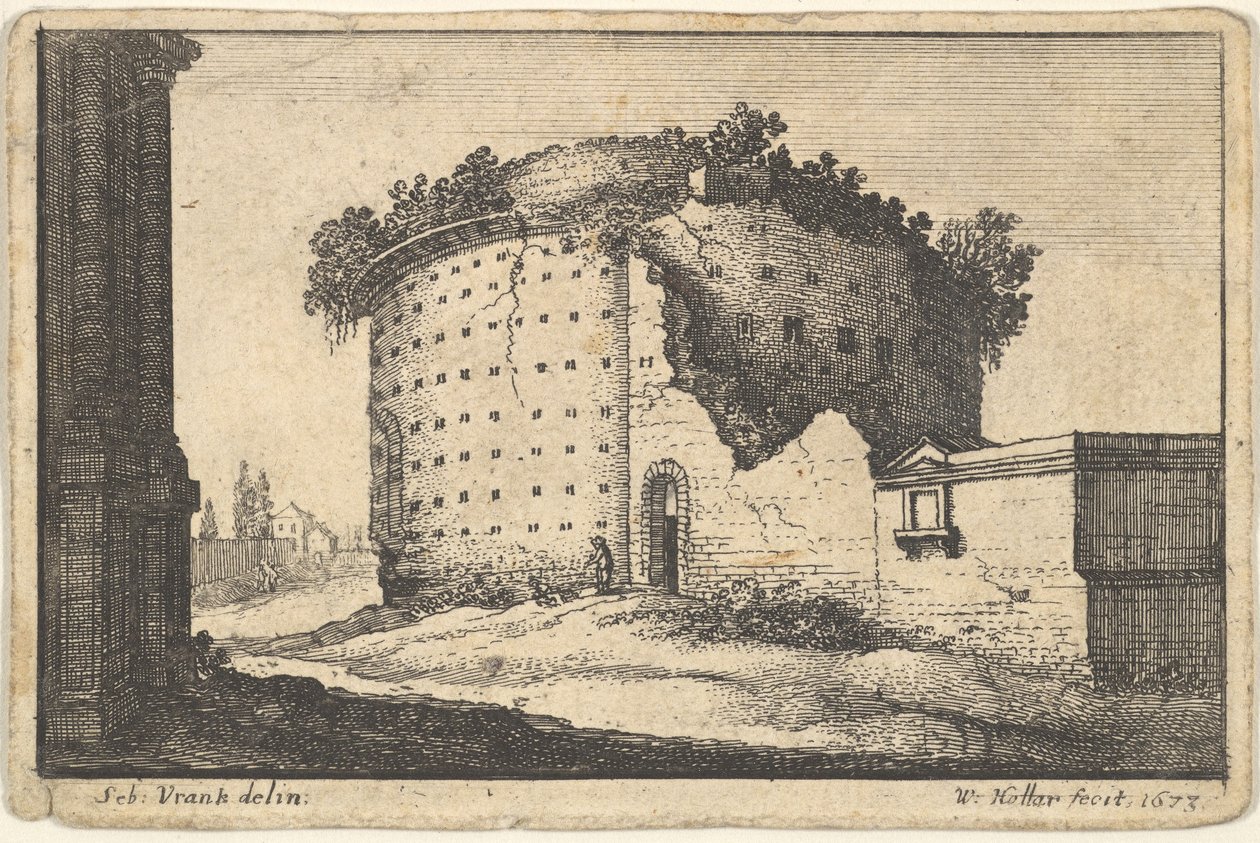 Ruínas de um edifício redondo, 1673. de Wenceslaus Hollar