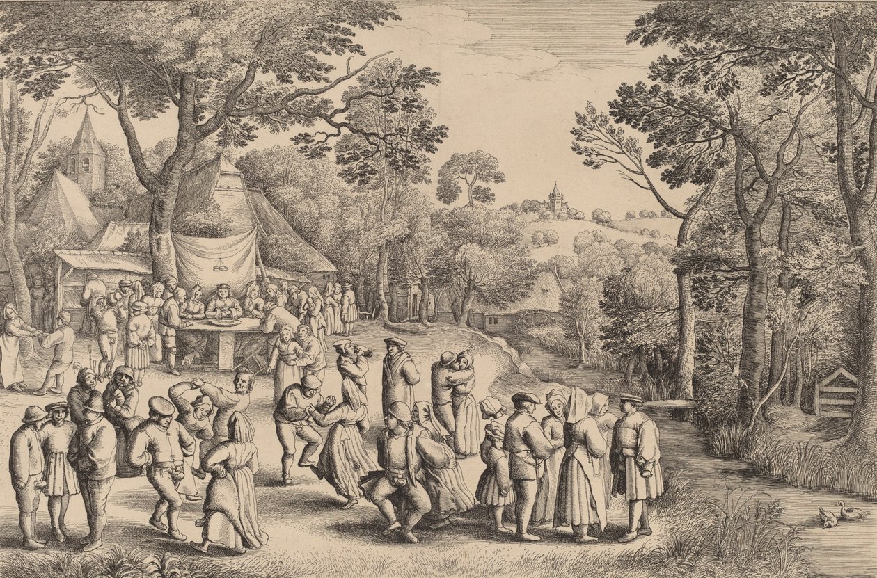 Dança de Casamento Rústica, 1650. de Wenceslaus Hollar