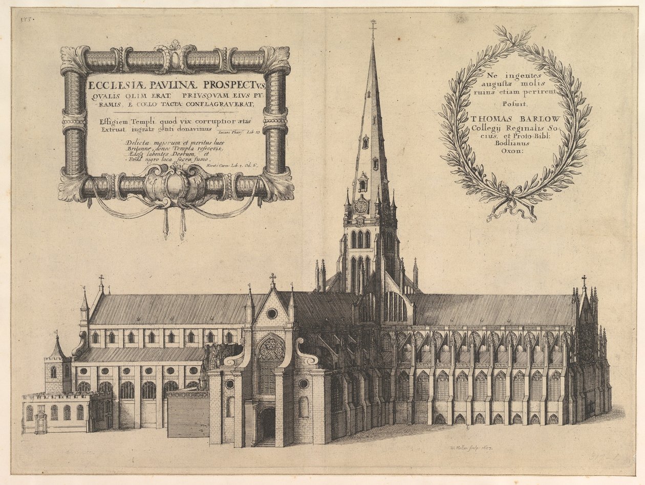 São Paulo do Sul Mostrando o Spire Ecclesiae Paulinae Prospectus ..., 1657. de Wenceslaus Hollar