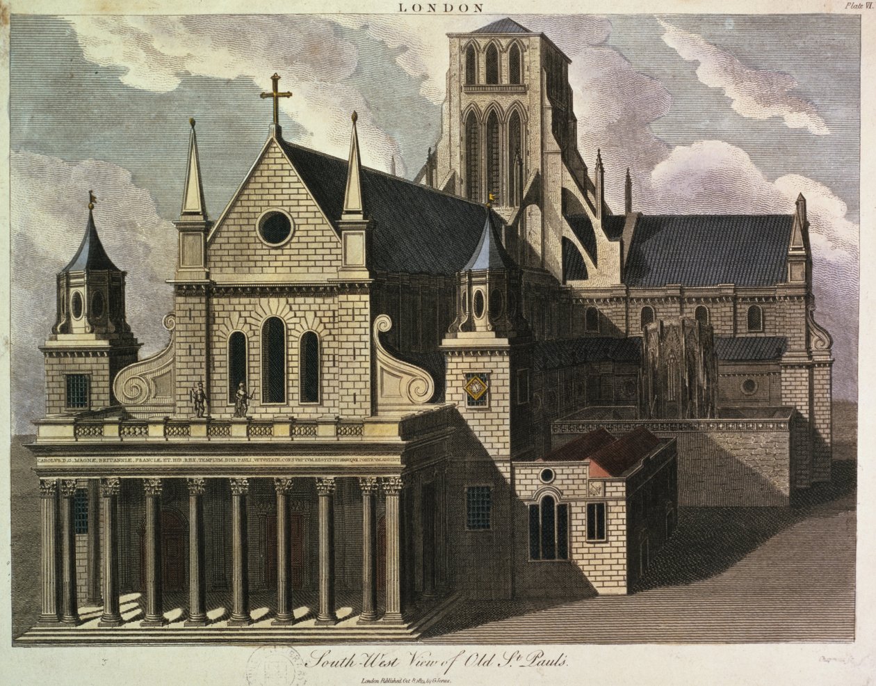 Lado sul da antiga Catedral de São Paulo de Wenceslaus Hollar