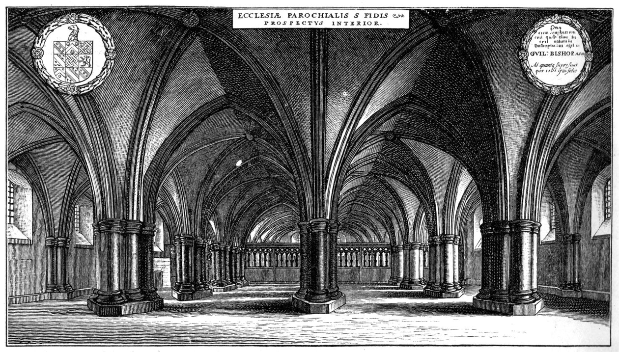Igreja de St Faiths na cripta da antiga Catedral de St Pauls, Londres, 1657 1892. de Wenceslaus Hollar